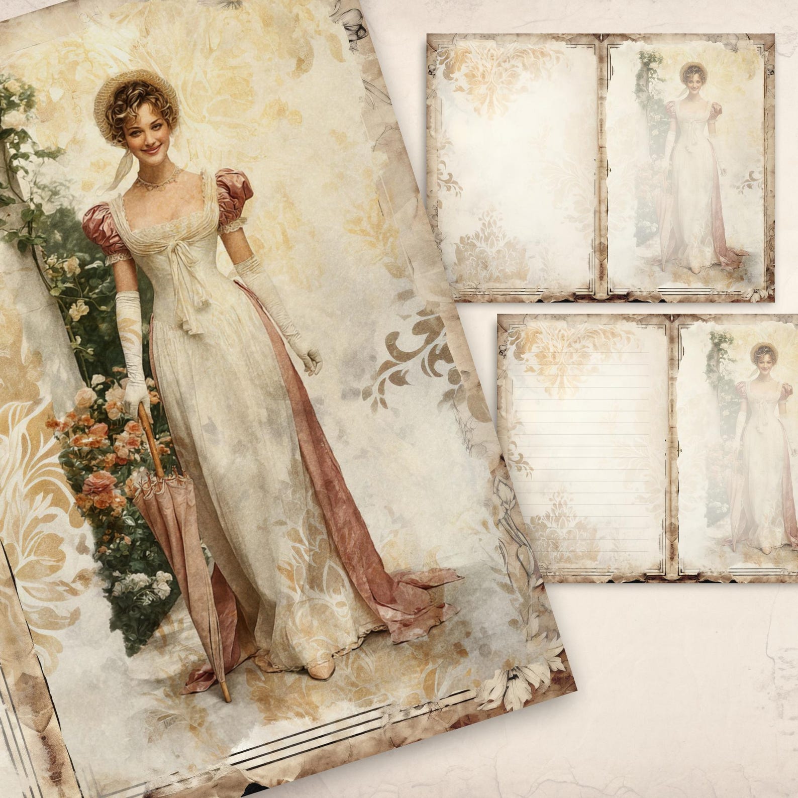 Shabby Chic Victorian Women Junk Journal Pages, Vintage Ladies Ephemera ...