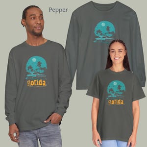 Florida Retro Long Sleeve, Florida Home State Pride Crewneck Tee, Moving to Florida Gift, Women’s Florida Travel Souvenir, Florida Apparel