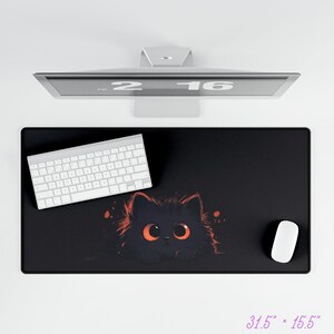 Schwarze Katze Schreibtischmatte Lustige Katze Gaming Mousepad Schwarze Katze Dekor Schreibtischzubehör Lange Schreibtischmatte Schwarze Katze Mousepad Katzenliebhaber Geschenk Lustiges Katzen Dekor