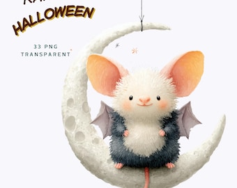 Kawaii Halloween Clipart Bundle: 33 Pastel PNGs (Commercial Use, Digital Download