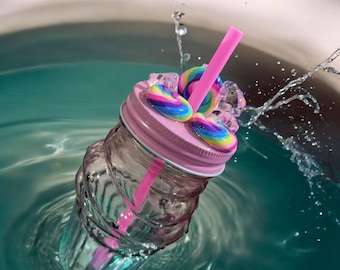 Cupcake Shaped Glass Candy Tumbler, Cute Dessert Themed Funny Drinkware Sweet Treat Tumbler Gift for Cupcake & Candy Lovers