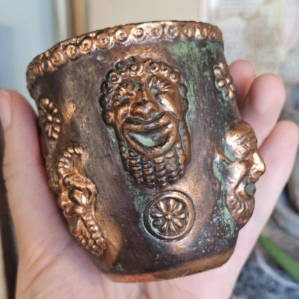 Antique Greek Mythology Faces AOL Ritual Chalice Bowl