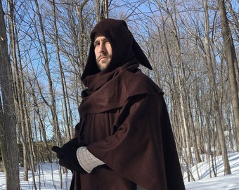 Brown MONK WOOL cloak - custom length