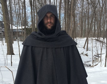 Grey MONK WOOL cloak - custom length