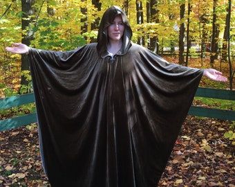 Olive velvet cloak - Accessible hands - custom length