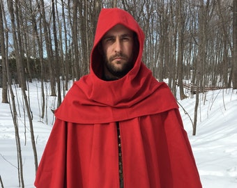 Red MONK WOOL cloak - custom length