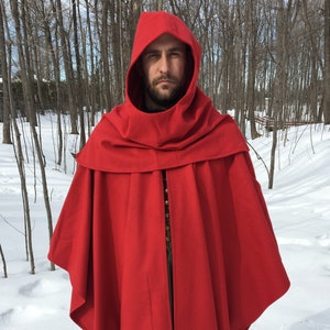 Red MONK WOOL cloak - custom length