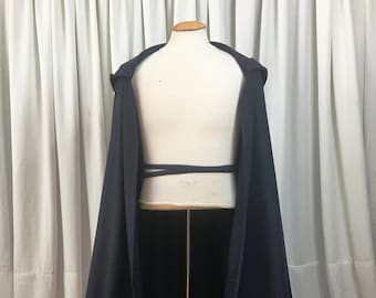 COMBAT cape - Navy fine WOOL - custom length