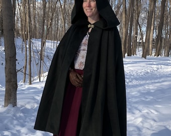 WOOL cape LINED with polar fleece - Claire Fraser style - hunter green