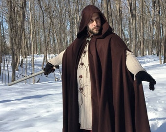 Brown WOOL cloak FULL circle - custom length