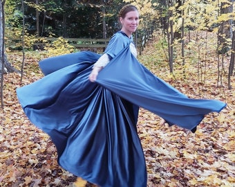 FULL CIRCLE Arwen steel blue velvet cloak - Your Length