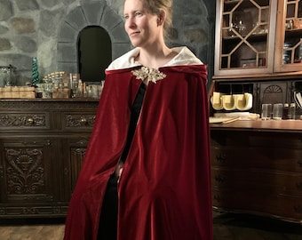 Red velvet cape Lady Morgana - custom length