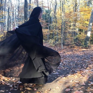 FULL CIRCLE black chiffon cloak - custom Length