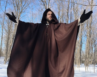 Brown WOOL cloak - Accessible hands - custom length