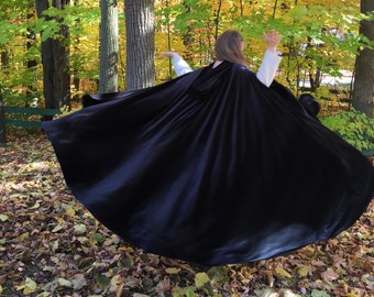 FULL CIRCLE Black velvet cloak - Your Length
