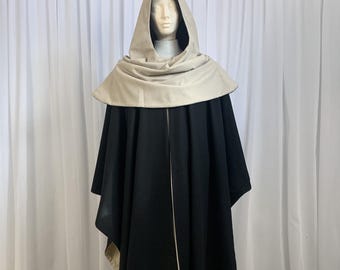 Reversible MONK WOOL cloak and hood - custom length