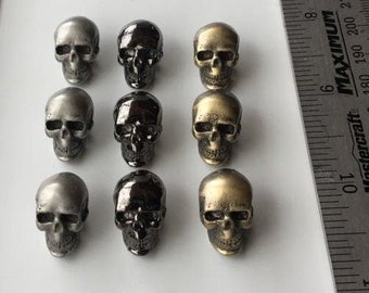 Skull button - silver - pale brass - black gunmetal - per unit