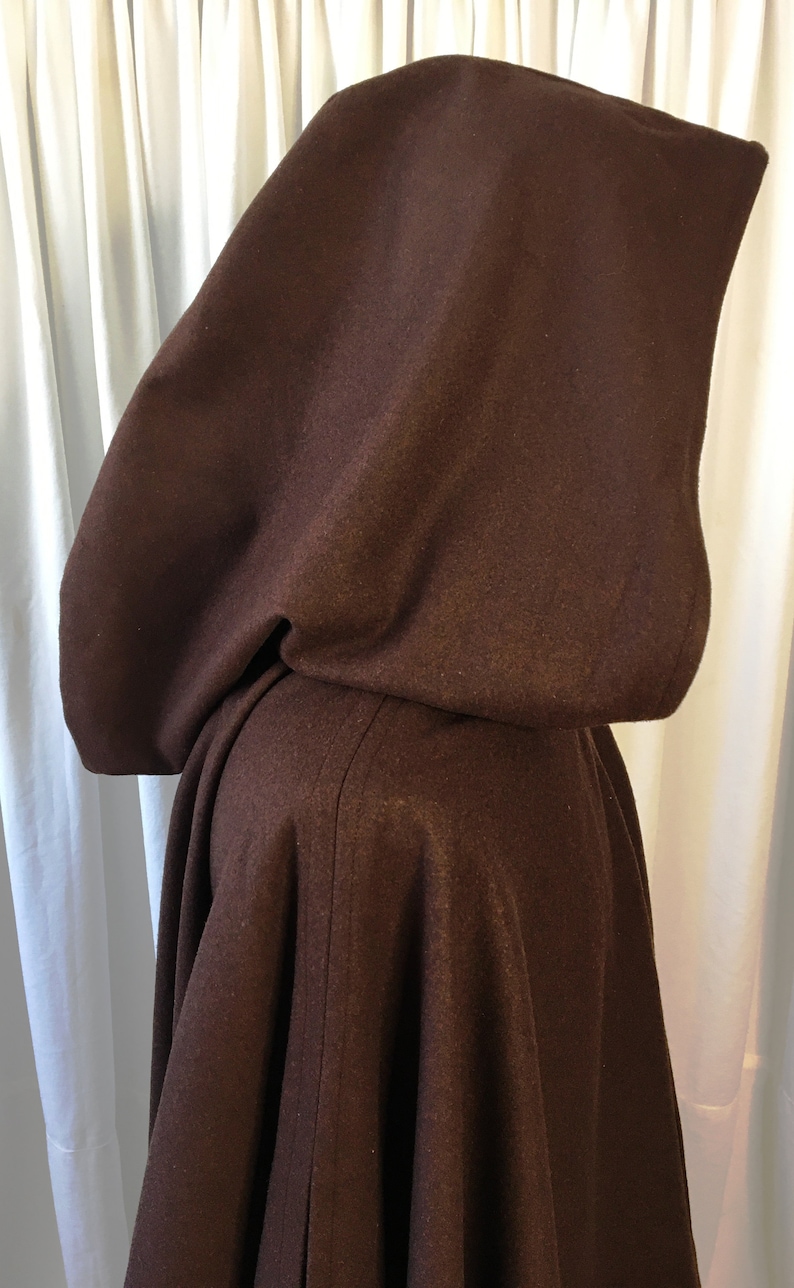 Brown WOOL cloak FULL circle custom length image 7