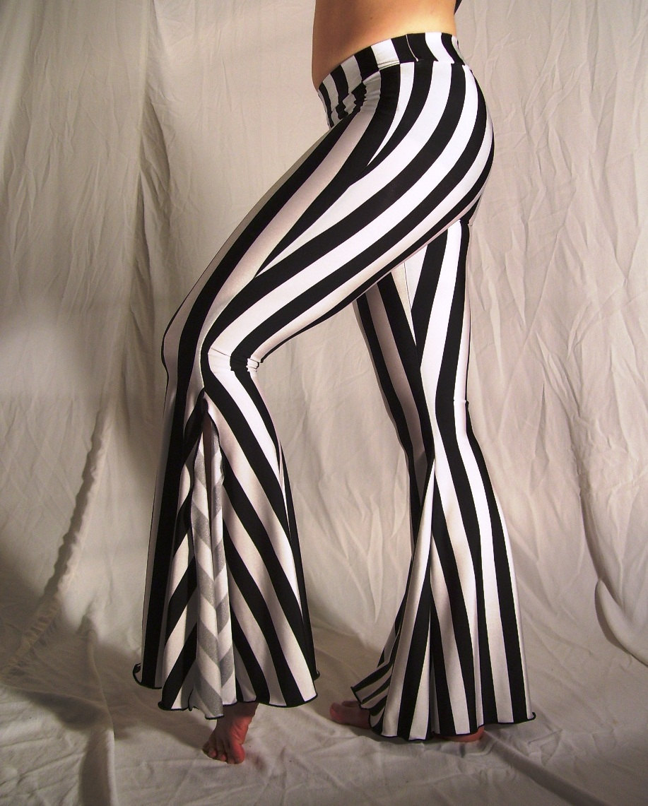 Flare tribal pants black and white 1 stripes YOUR | Etsy