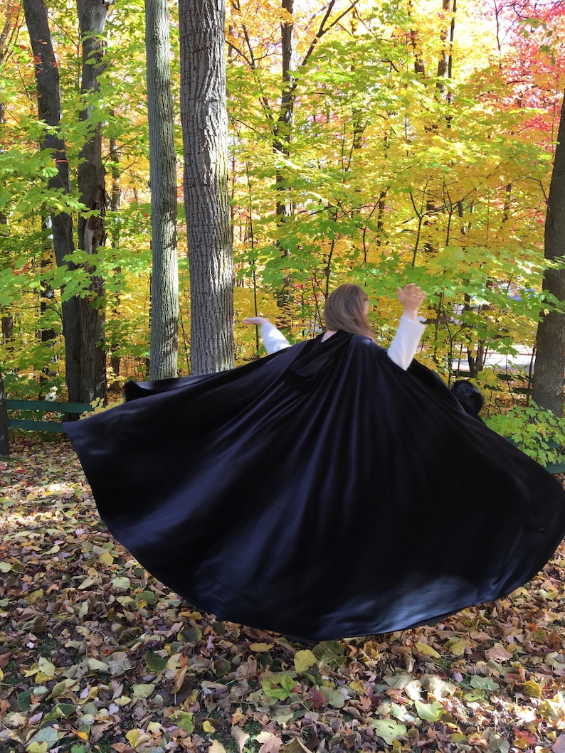 FULL CIRCLE Black velvet cloak Your Length image 1