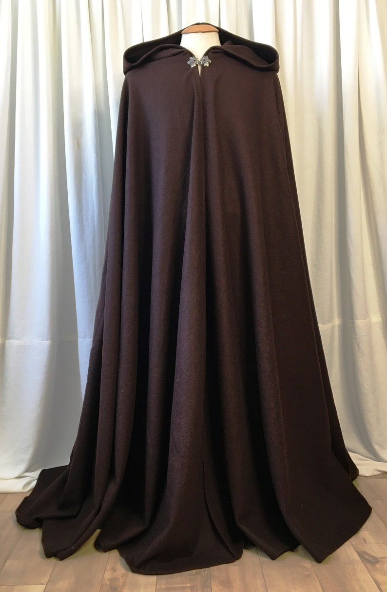 Brown WOOL cloak FULL circle custom length image 9