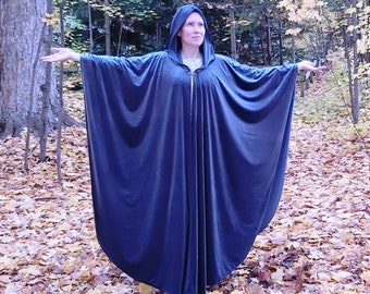 Arwen steel blue velvet cloak - Accessible hands - custom length