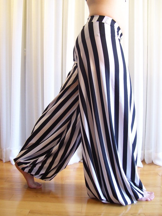 black and white striped harem pants