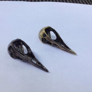 WHOLESALE Metal bird skull pendant or button silver brass wholesale price image 6