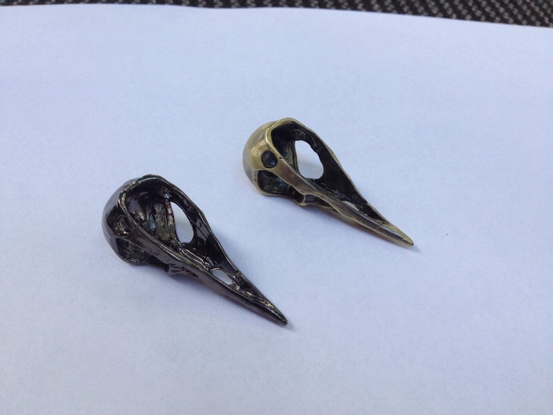 WHOLESALE Metal bird skull pendant or button silver brass wholesale price image 6