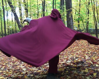 Burgundy wine cloak FULL CIRCLE - custom length