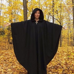 Black WOOL cloak Accessible hands custom length image 5