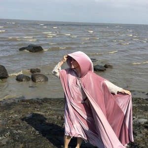 FULL CIRCLE Dusty pink velvet cloak Custom Length image 3