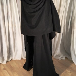 Black WOOL cloak Accessible hands custom length image 8