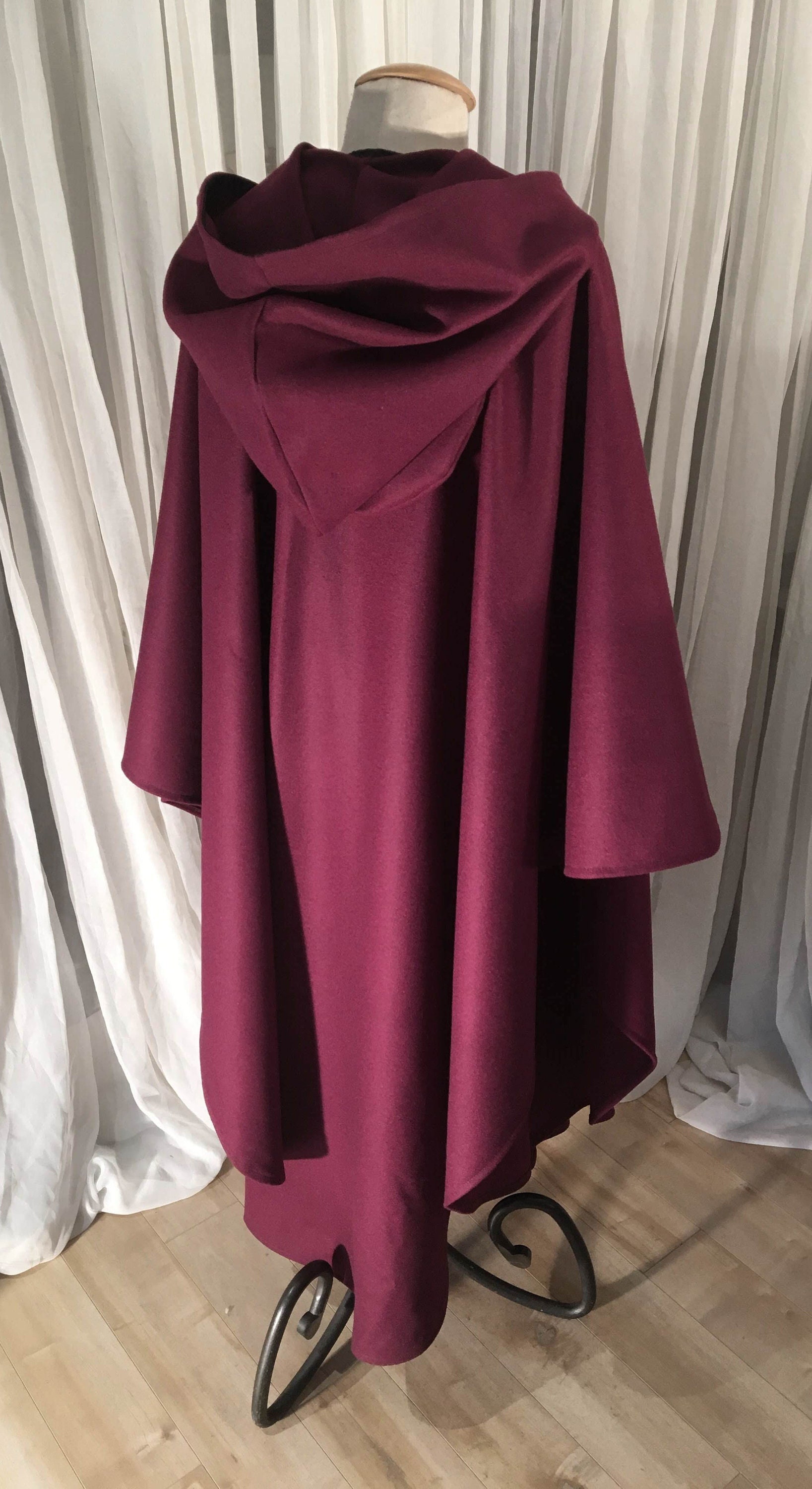 Wine burgundy wool cloak full oval YOUR LENGTH | Etsy
