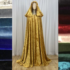 FULL CIRCLE velvet cloak - pleated hood lined with velvet - Custom length and color