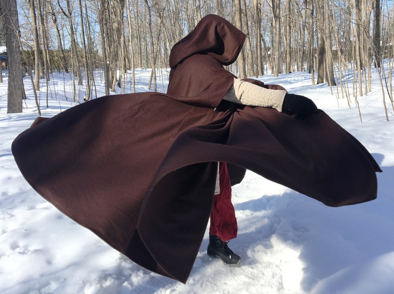 Brown WOOL cloak FULL circle custom length image 2