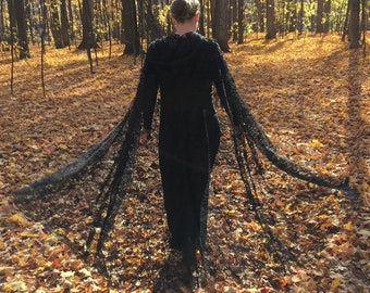 Black lace cloak - custom Length