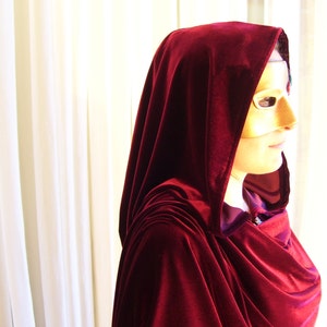 Wine velvet cloak - Accessible hands - custom length