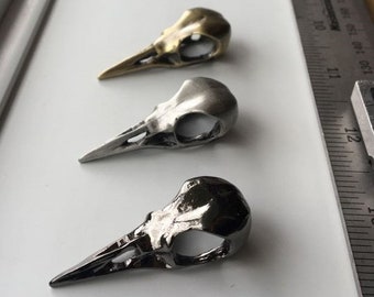 WHOLESALE Metal bird skull pendant or button - silver - brass - wholesale price