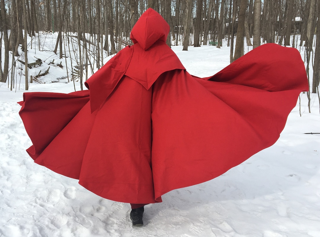Red WOOL Cloak With Capescarf Custom Length Etsy