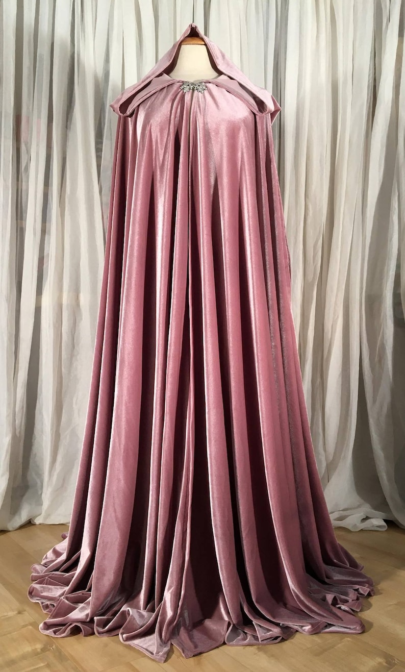 FULL CIRCLE Dusty pink velvet cloak Custom Length image 2