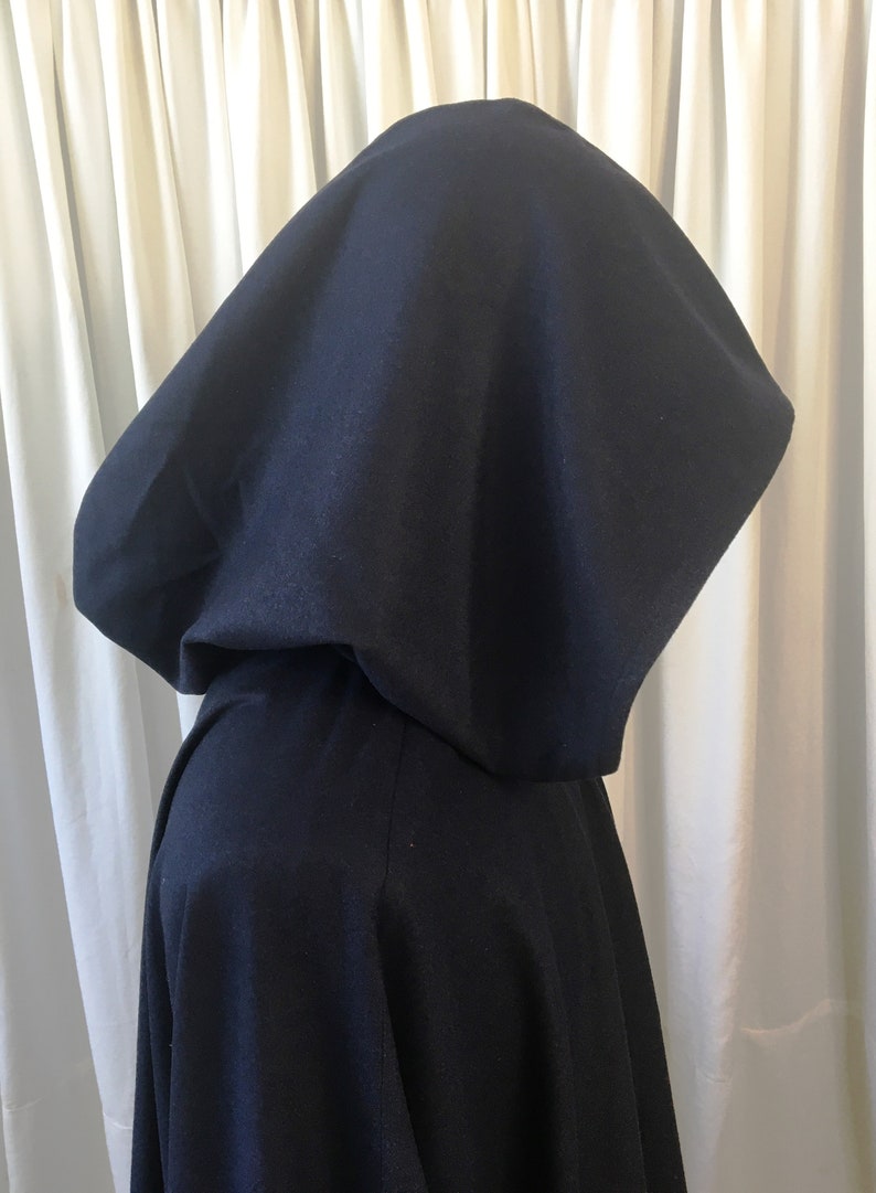 Navy fine WOOL cloak FULL circle custom length image 7