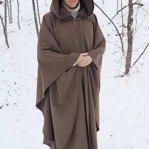 Walnut brown WOOL cloak Accessible hands custom length image 2