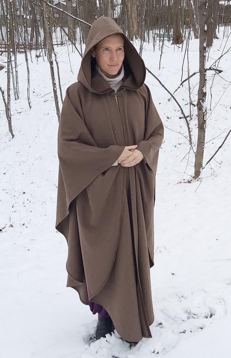 Walnut brown WOOL cloak Accessible hands custom length image 2