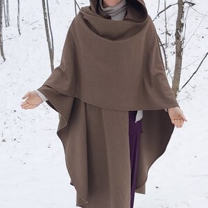 Walnut brown WOOL cloak Accessible hands custom length image 4