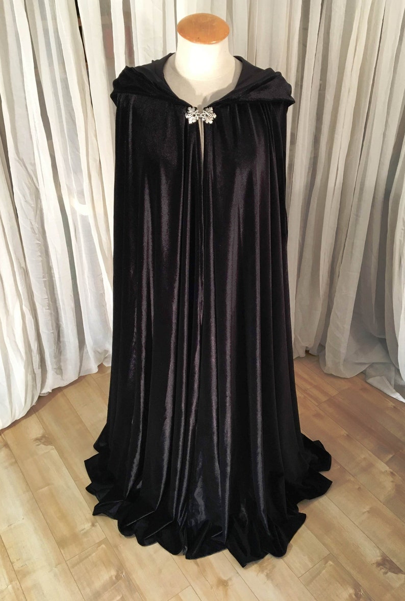 FULL CIRCLE Black velvet cloak Your Length image 7