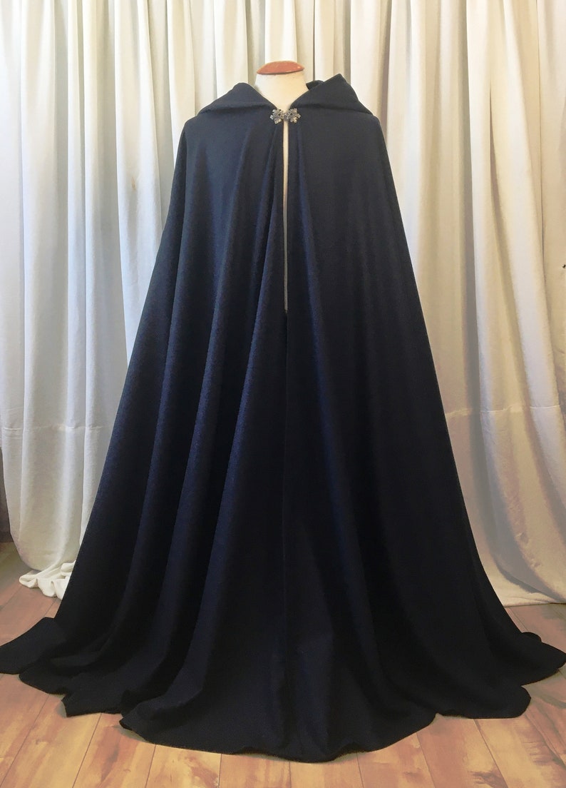 Navy fine WOOL cloak FULL circle custom length image 6