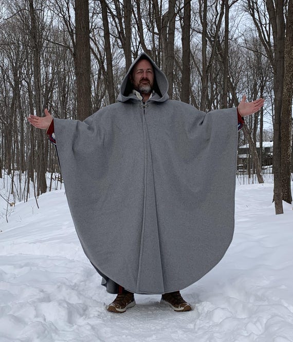Pale Gray WOOL Cloak - Accessible Hands - Custom Length - Etsy