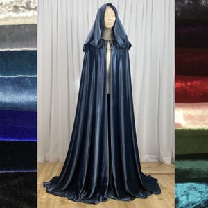 HALF CIRCLE velvet cloak with pleated hood - Custom length and color