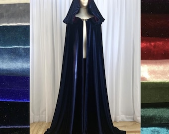 FULLY REVERSIBLE velvet cloak - half circle and pleated hood - Custom Length and color